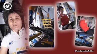 astronaut, International Space Station, ISS, exercise in space, Italian astronaut Samantha Cristoforetti, European Space Agency