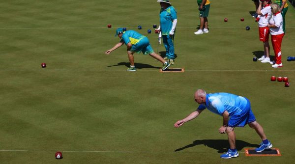 General view of the Australia team in action against England at the 2022 Commonwealth Games. (Reuters)