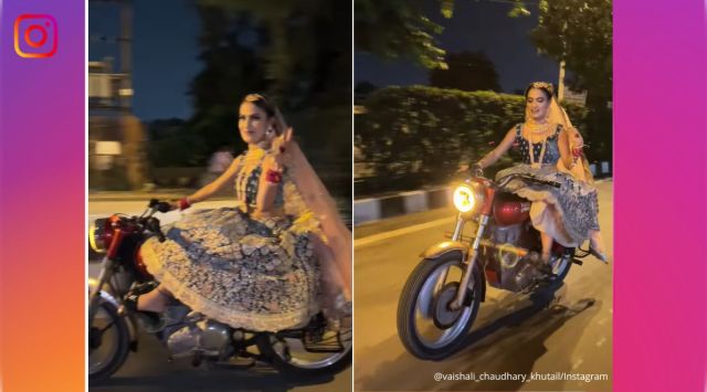 Bride, wedding, Royal Enfield Bullet, bike, viral, trending