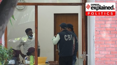 Central Bureau of Investigation (CBI) officials during a raid at the residence of Delhi Deputy Chief Minister Manish Sisodia in connection with alleged irregularities in Delhi Excise Policy, in New Delhi, Friday, Aug. 19, 2022. (PTI Photo)