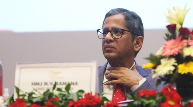 CJI Ramana said the only way out was to reform the functioning of the system. "We need to deploy modern technology tools and artificial intelligence to find a lasting solution," he said. (Express photo by Gajendra Yadav/File)