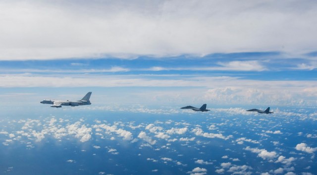 In this photo released by Xinhua News Agency, aircraft of the Eastern Theater Command of the Chinese PLA conduct a joint combat training exercises around the Taiwan Island on Sunday, Aug. 7, 2022.(Li Bingyu/Xinhua via AP)