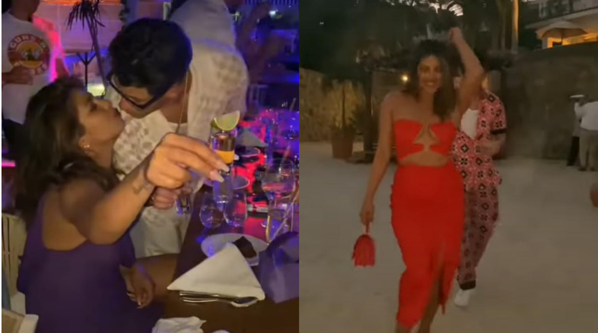 Priyanka Chopra Ki Chudai Wali Video - Priyanka Chopra, Nick Jonas steal a kiss, dive in a pool and dance on the  beach in this unseen video from her 40th birthday bash. Watch |  Entertainment News,The Indian Express