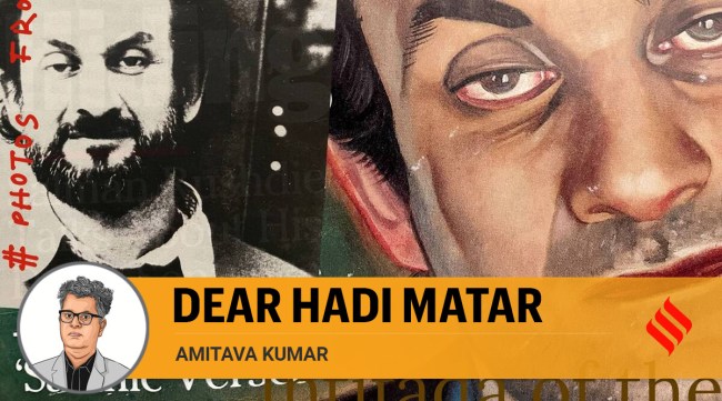 On the first anniversary of the fatwa, in a short poem that Rushdie published in Granta magazine, to “sing on, in spite of attacks, / to sing (while my dreams are being murdered by facts) / praises of butterflies broken on racks.” (Courtesy: Amitava Kumar)