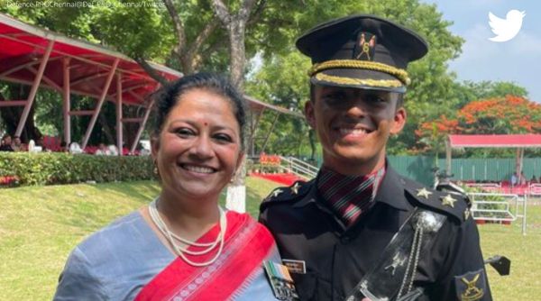 son graduates from same army training academy as mother, army, mother son from same army academy, indian express