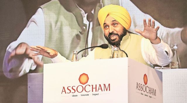 Punjab CM Bhagwant Mann at Vision Punjab 2022,  organised by Invest Punjab and ASSOCHAM. (Express photo by Jasbir Malhi)