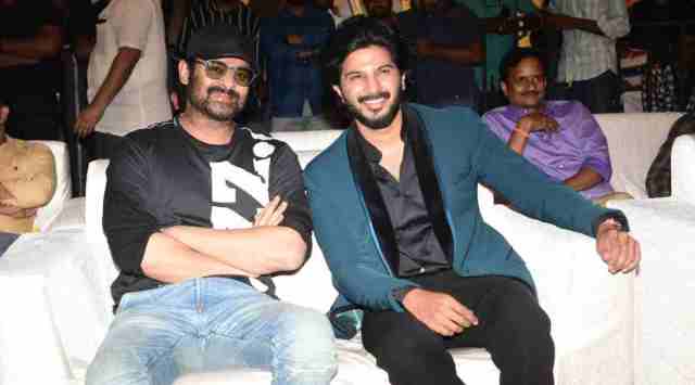 Prabhas and Dulquer Salmaan at the pre-release event of Sita Ramam. (Photo: Twitter/VyjayanthiFilms)