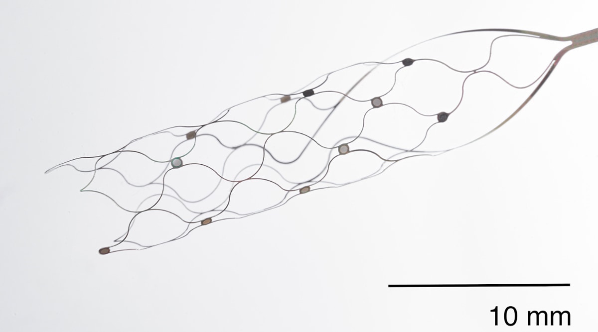Synchron’s Stendrode is an endovascular brain implant designed to allow patients to wirelessly control digital devices using their thoughts, helping improve their functional independence. (Image credit: Synchron) 
