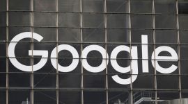 FILE PHOTO: Logo of Google on a building at La Defense Google, Google Online safety, Google Safety campaign, Google campaign