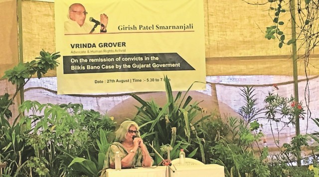 Vrinda Grover in Ahmedabad on Saturday. (Express Photo)