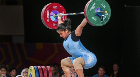 Harjinder Kaur competes in the women's 71kg category weightlifting event, at the Commonwealth Games 2022 (PTI)