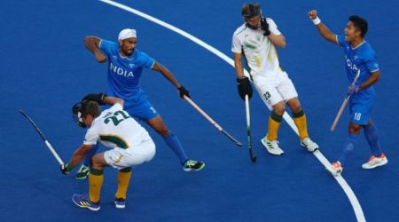 India's Jugraj Singh celebrates scoring their third goal. (Reuters)
