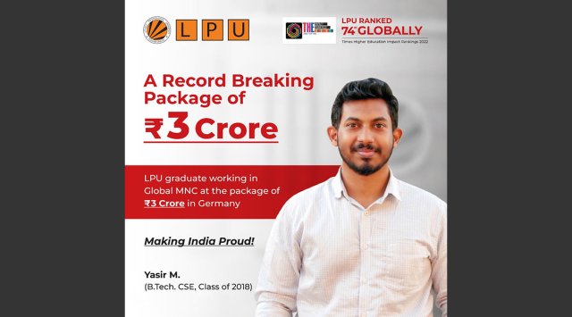 LPU class of 2018 passout Yasir M. has created a new placement record