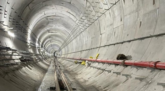 The Maharashtra Metro Rail Corporation Ltd said the work on laying tracks, overhead equipment (OHE), and signalling system has begun in the underground section of the Pune Metro. (Express Photo)
