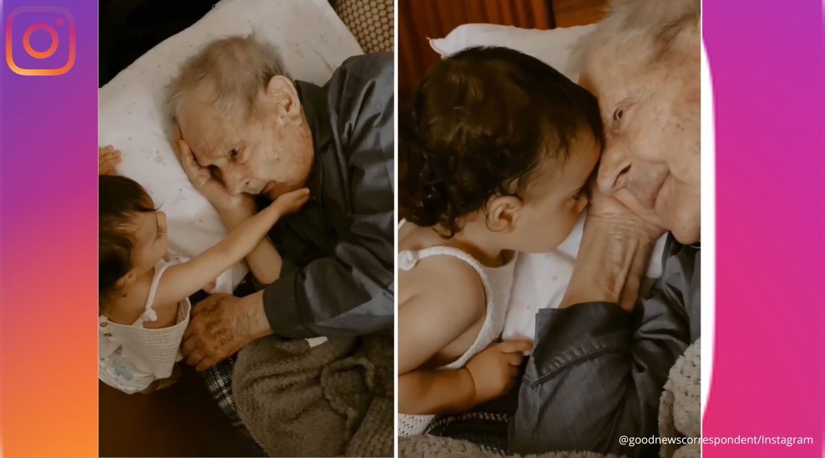 1200px x 667px - Family time: Heart-melting video of a little girl and her great grandfather  | Trending News,The Indian Express