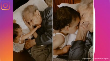 Little girl, great grandfather, heart-melting, adorable, elderly man, cute