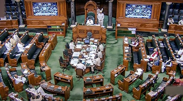 Members in the Lok Sabha during the ongoing Monsoon session of Parliament, in New Delhi, Aug. 2, 2022. (SANSAD TV/PTI)