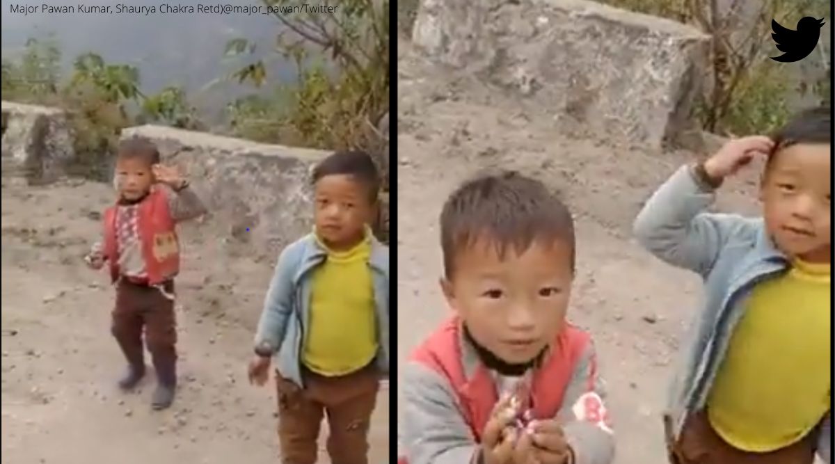 little boys salute army officer, boys salute, two boys salute army officer, army, viral video, children's video, indian express