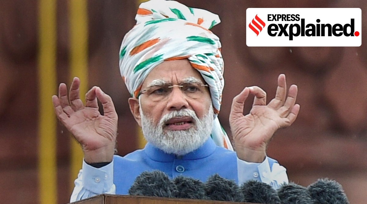 Prime Minister Narendra Modi addresses the nation from the ramparts of the Red Fort on the occasion of the 76th Independence Day, in New Delhi, Aug 15, 2022. (PTI)
