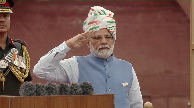 Prime Minister Narendra Modi at the Red Fort on Monday.