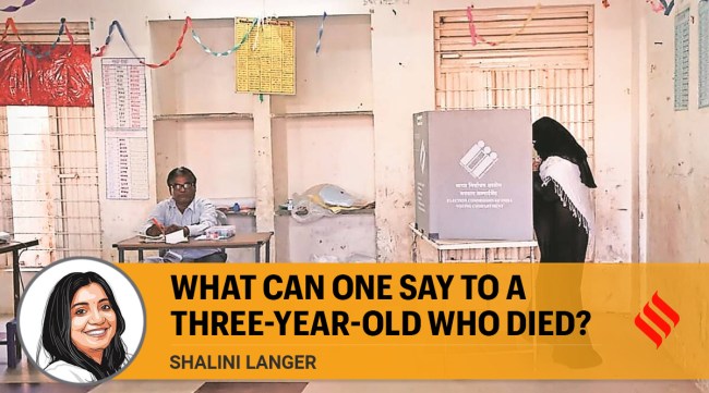 Bilkis Bano casts her vote for the first time in 17 years after she was brutally gang-raped during the 2002 communal riots that broke out in the state. (Express Photo by Bhupendra Rana)