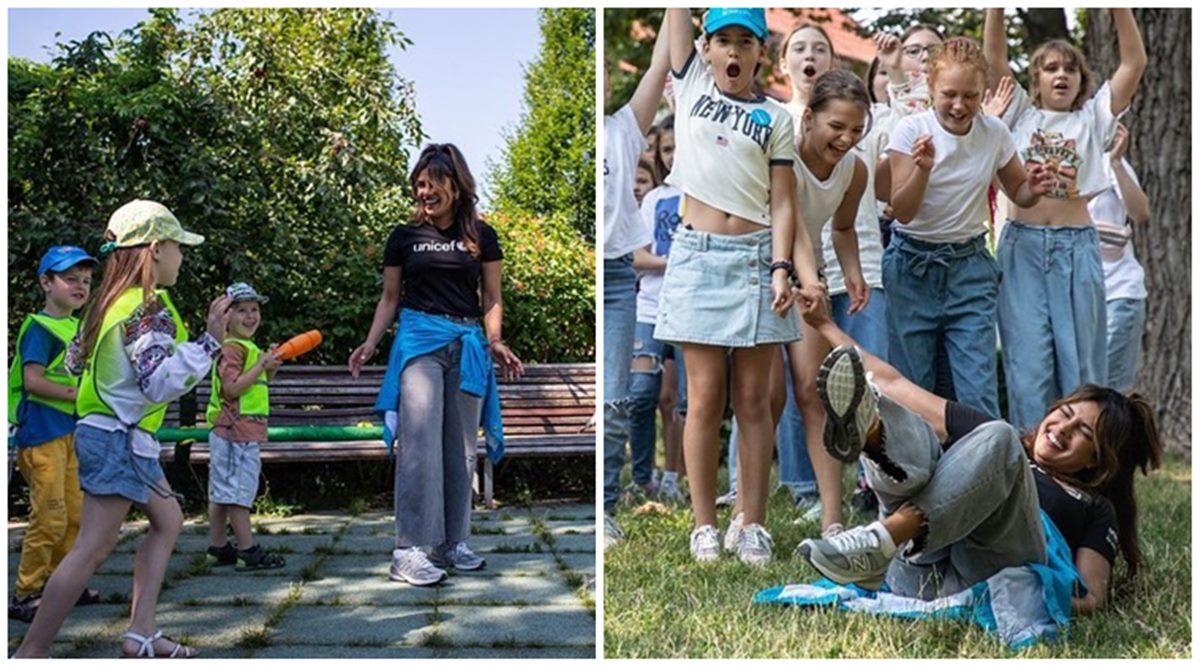 Priyanka And Salman Xxx - Priyanka Chopra takes a tumble as she plays with kids from Ukraine, see  photos and videos | Bollywood News - The Indian Express