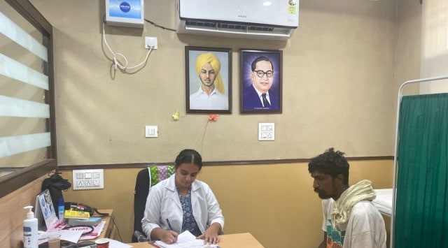 The air-conditioned doctor’s chamber at the Aam Aadmi Clinic (Express photo)