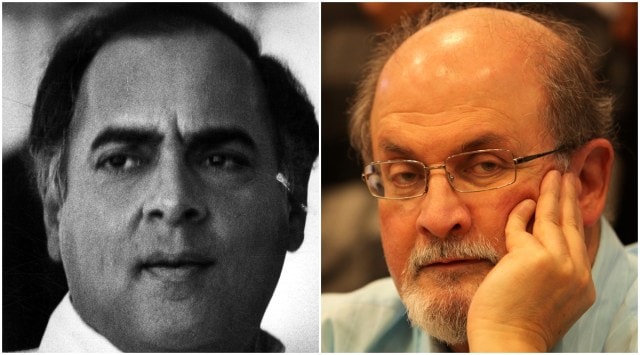 Former Indian Prime Minister late Rajiv Gandhi and novelist Salman Rushdie. (Express Archive)