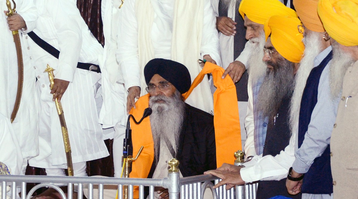 SGPC President Harjinder Singh Dhami at Teja Singh Samundari Hall at Golden Temple Complex in Amritsar. (Express photo by Rana Simranjit Singh)