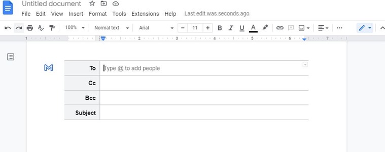 Send emails directly from Google Docs
