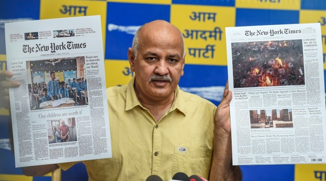 Deputy Chief Minister of Delhi Manish Sisodia addresses a press conference in New Delhi, Saturday, Aug. 20, 2022. (PTI Photo)