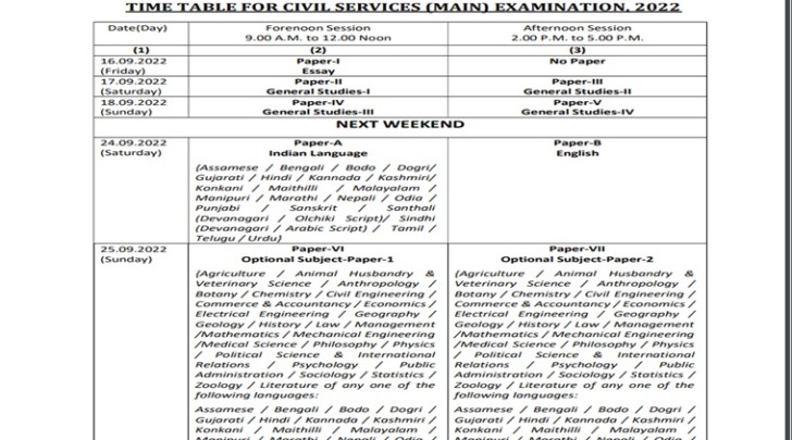 UPS CSE Main, upsc major exam date, civil service exam date, cse main 2022, civil service major exam schedule, upsc cse daf