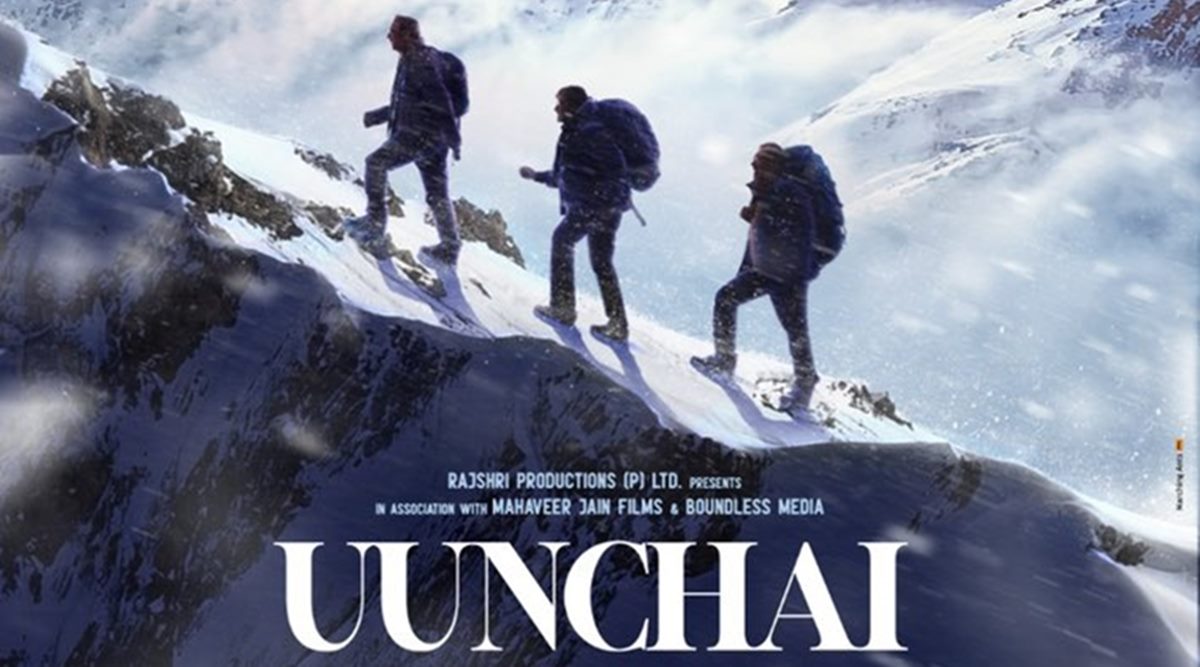 Uunchai first look poster shows three friends Amitabh Bachchan, Anupam Kher, and Boman Irani