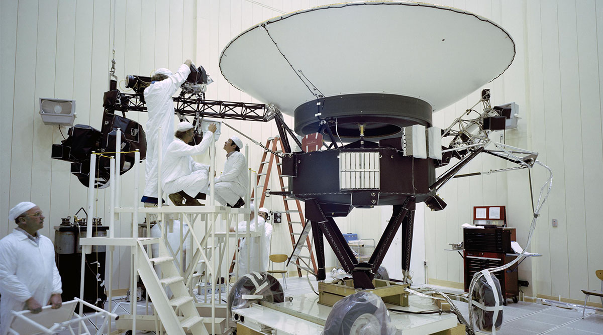 Engineers working on NASA's Voyager 2 spacecraft