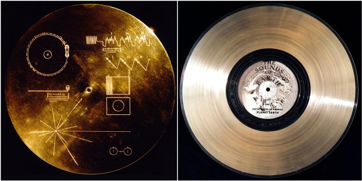 The gold disc carried by both Voyager spacecraft. 