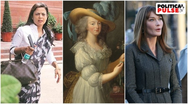 Trinamool Congress MP Mahua Moitra. (File); Marie Antoinette and Carla Bruni (Wikimedia Commons)