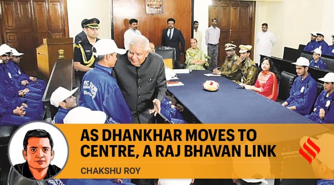 Governor Dhankhar at an interaction in the Council Chamber. (Credit @jdhankhar1)