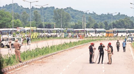 The security arrangements were tightened after pro-Khalistan slogans were written on the boundary wall of Mullanpur air force station on August 21. (Express)