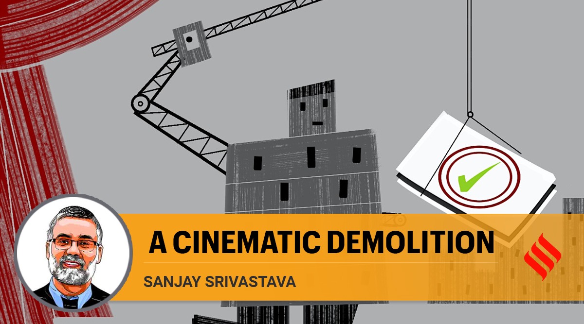 Sanjay Srivastava writes: Beyond the illegality of a pair of buildings in Uttar Pradesh, lies the story of a national drama with origins in the early to mid-1980s. (Illustration: CR Sasikumar)