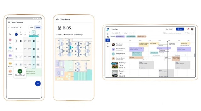 WorkInSync's user interface for the team calendar, desk booking, and meeting room management. (Image credit: WorkInSync)