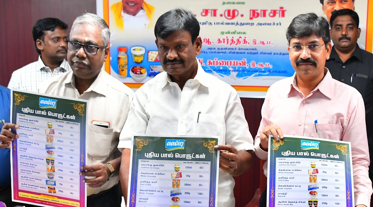 State Milk and Dairy Development Minister S M Nasar, who launched the products in the presence of Managing Director, TCMPF Ltd, N Subbaiyan and other officials at Nandanam here, said the move signified the fulfilment of the 26th announcement out of 36 made in the Tamil Nadu Assembly related to his department. (Twitter/@AavinTN)