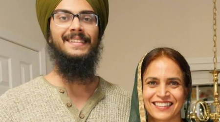 Angad Singh with his mother Gurmeet Kaur. (Express Photo)