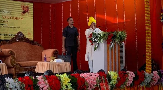 Bhagwat inaugurated a temple at the Shanti Kali Mission-run premises at Sarbong village in Amarpur of Gomati district, 100 km from Agartala. (Express photo)