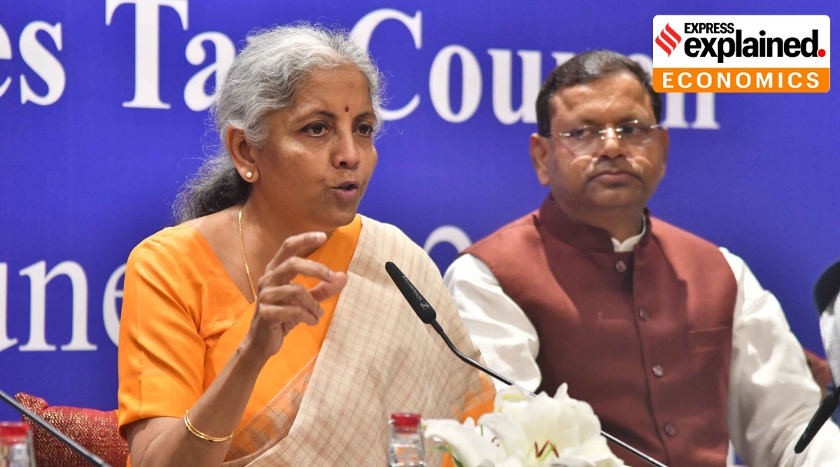 Union Finance Minister Nirmala Sitharaman speaking to media after 47th GST Council Meeting in Chandigarh on Wednesday, June 29, 2022. (Express photo Jasbir Malhi)