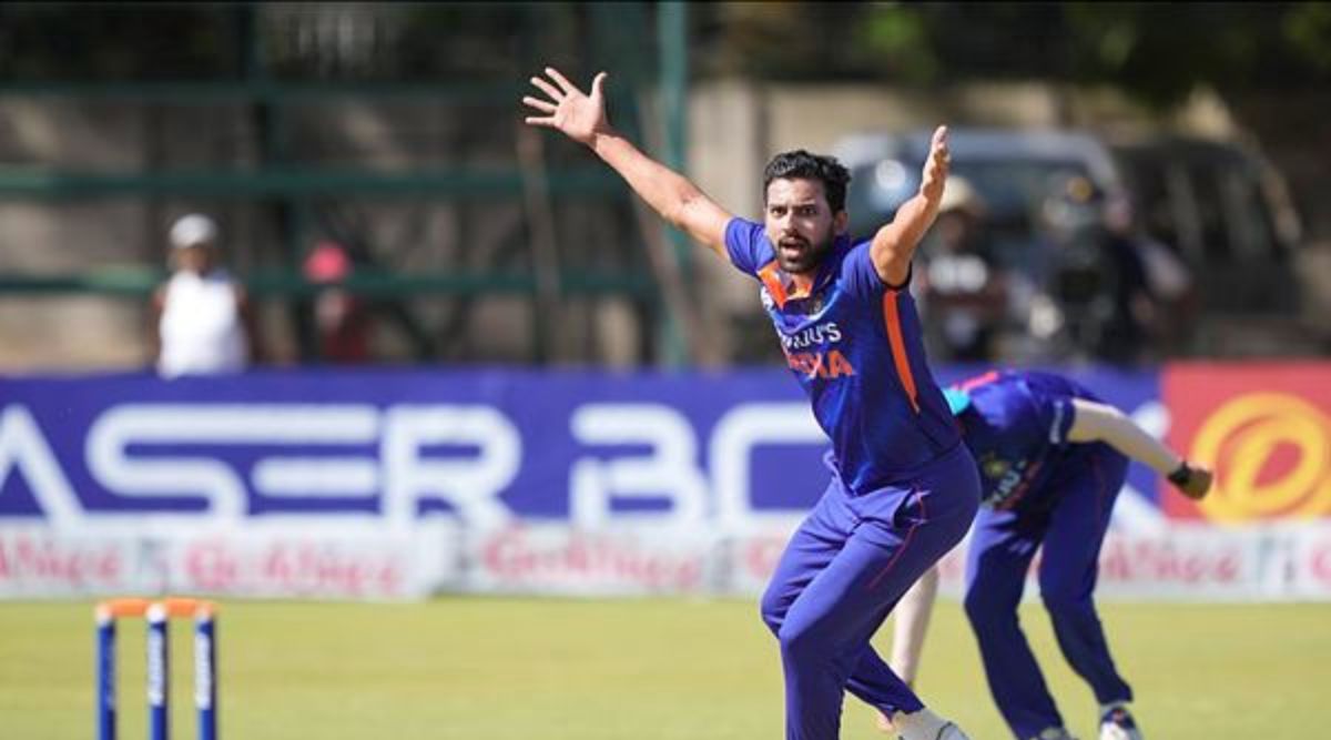 Indian pacer Deepak Chahar appeals for a wicket on the first day of the One-Day International cricket match between Zimbabwe and India at Harare Sports Club in Harare, Zimbabwe, Thursday, Aug, 18, 2022. (AP/PTI)