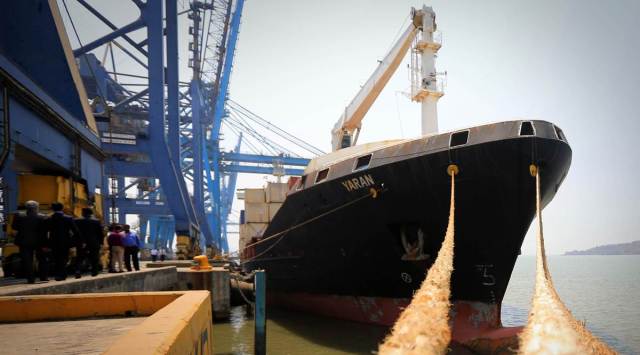 Sequentially, exports in July fell 12 per cent from June. (Express Photo by Narendra Vaskar)