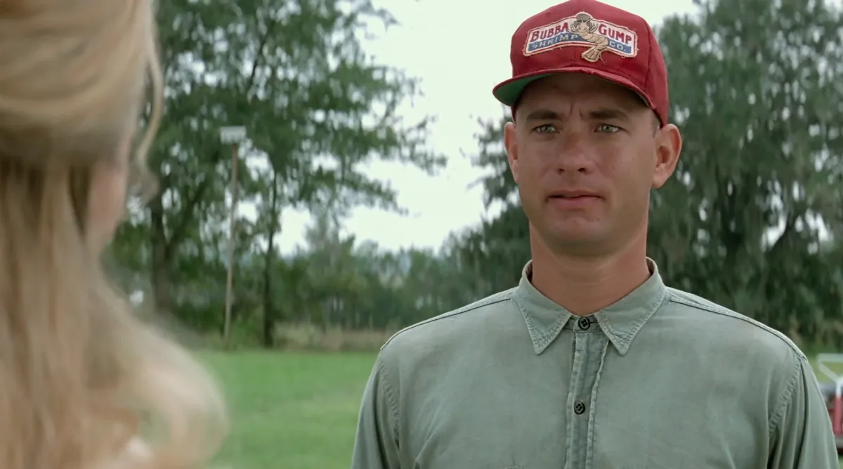 Tom Hanks as Forrest Gump in the movie 'Forrest Gump'.