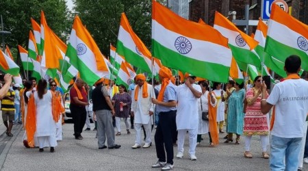 Indo-German business forum organised Tiranga'parade in Hamburg to celebrate 75 years of India's independence. (Express photo)