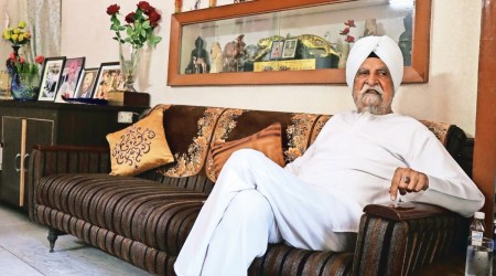 Renowned agricultural economist Sardara Singh Johl in Ludhiana on wednsday .Express Photo by Gurmeet Singh