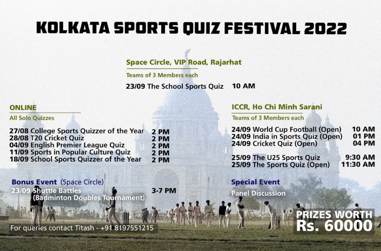 kolkata sports quiz festival schedule